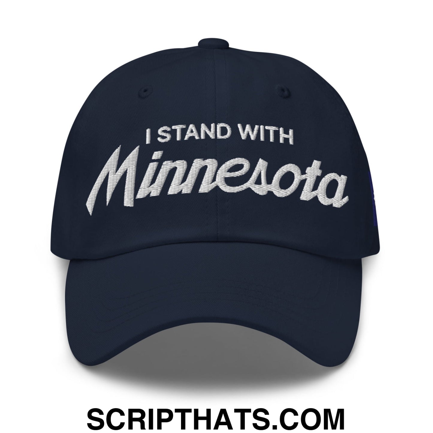 I Stand With Minnesota Flag Embroidered Unstructured Dad Hat Navy