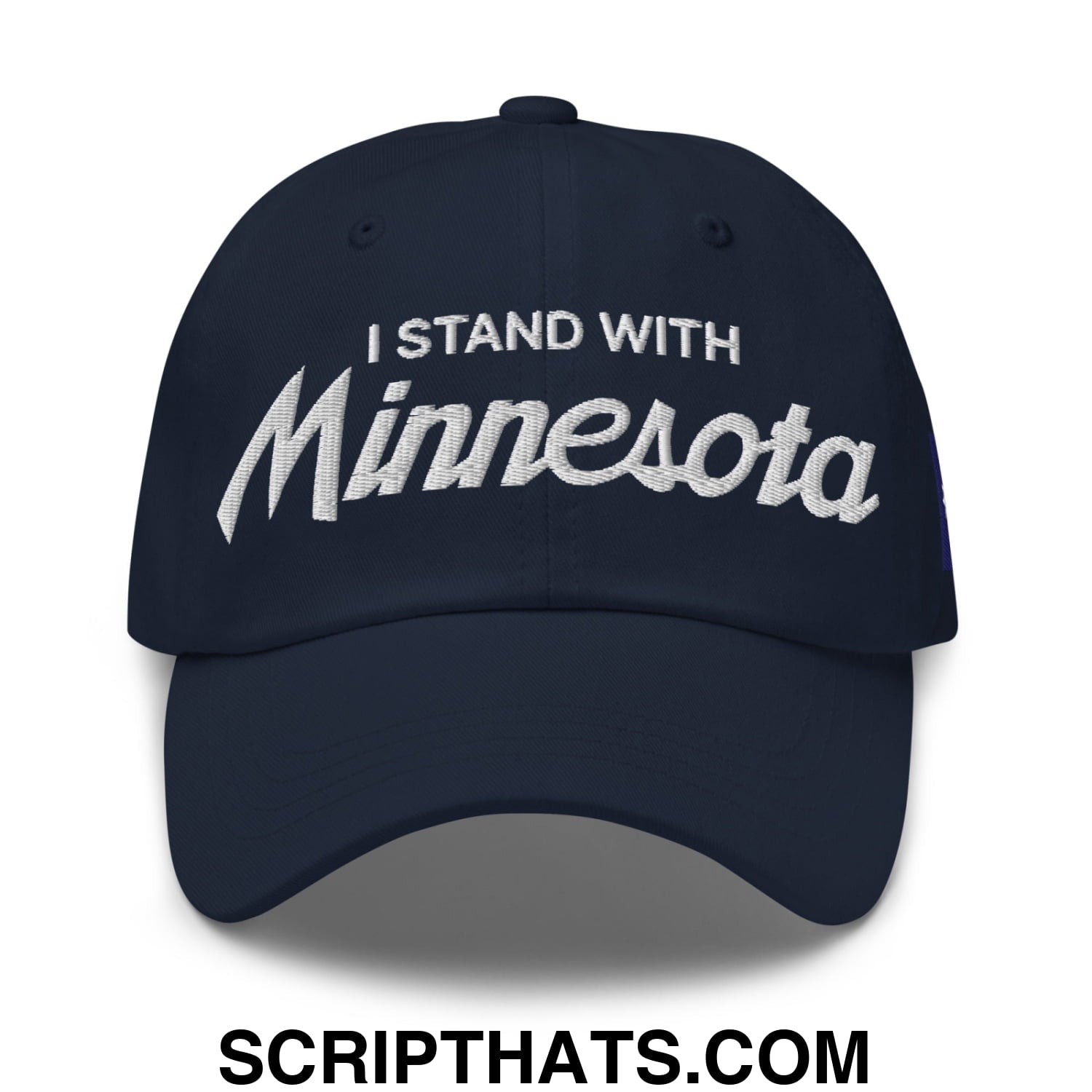 I Stand With Minnesota Flag Embroidered Unstructured Dad Hat Navy
