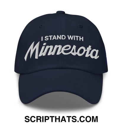 I Stand With Minnesota Flag Embroidered Unstructured Dad Hat Navy