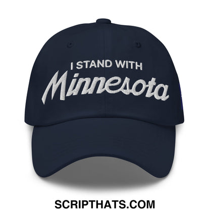I Stand With Minnesota Flag Embroidered Unstructured Dad Hat Navy