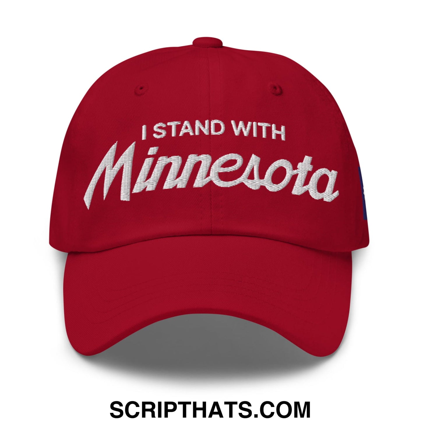 I Stand With Minnesota Flag Embroidered Unstructured Dad Hat Cranberry