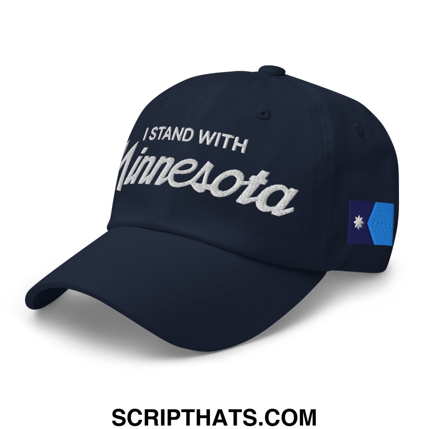 I Stand With Minnesota Flag Embroidered Unstructured Dad Hat Navy