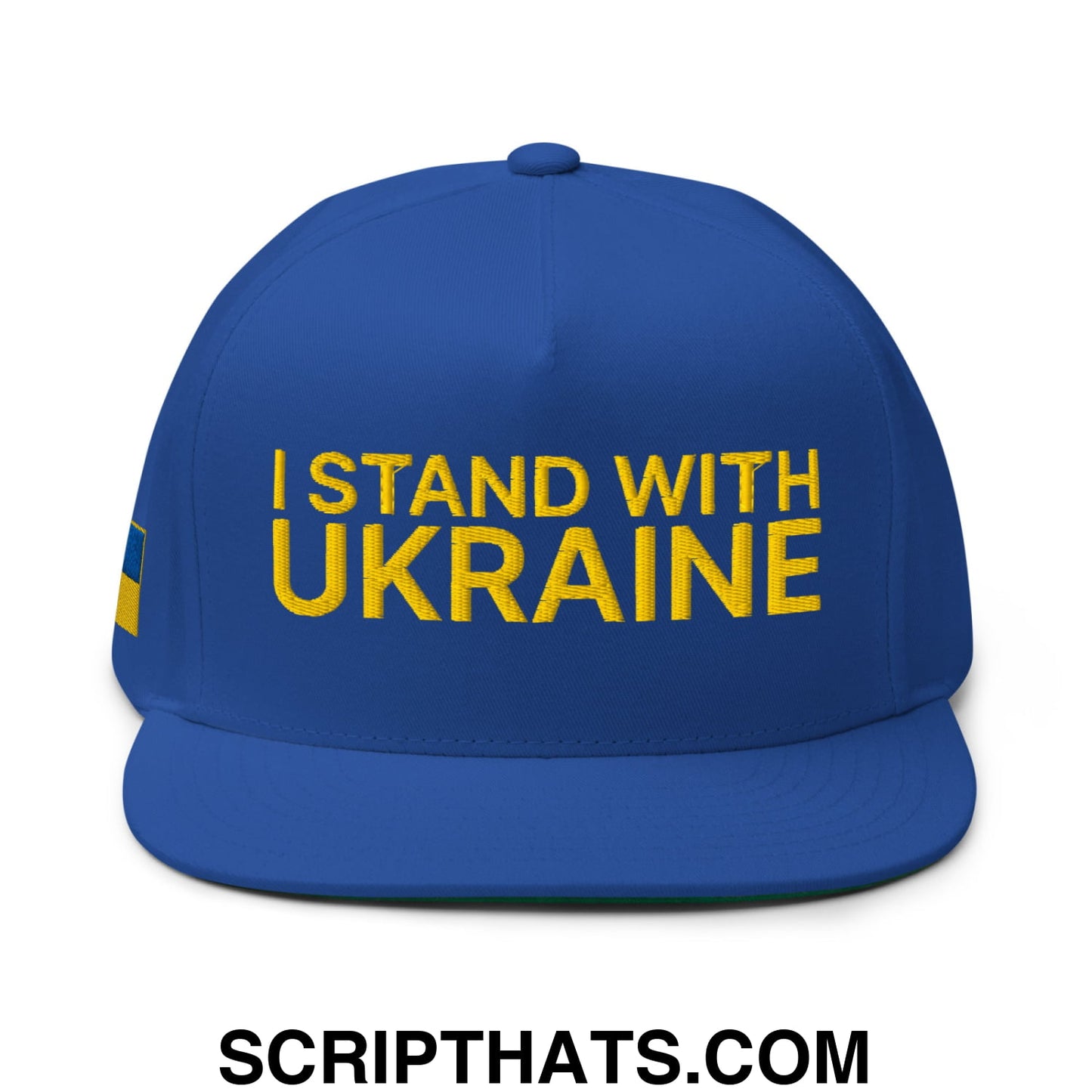 I Stand With Ukraine Embroidered Flat Bill Brim 5 Panel Snapback Hat Default Title