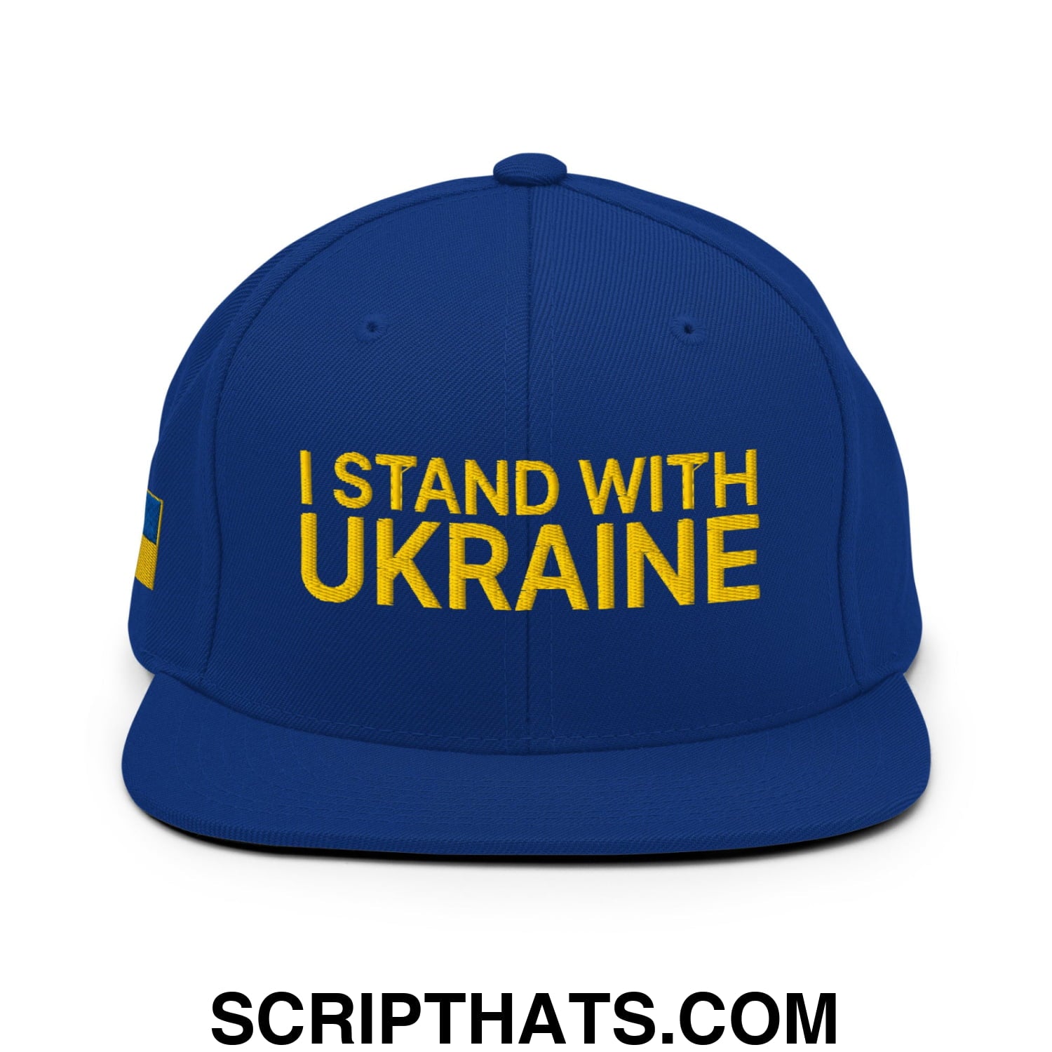 I Stand With Ukraine Embroidered Flat Bill Brim Snapback Hat Default Title