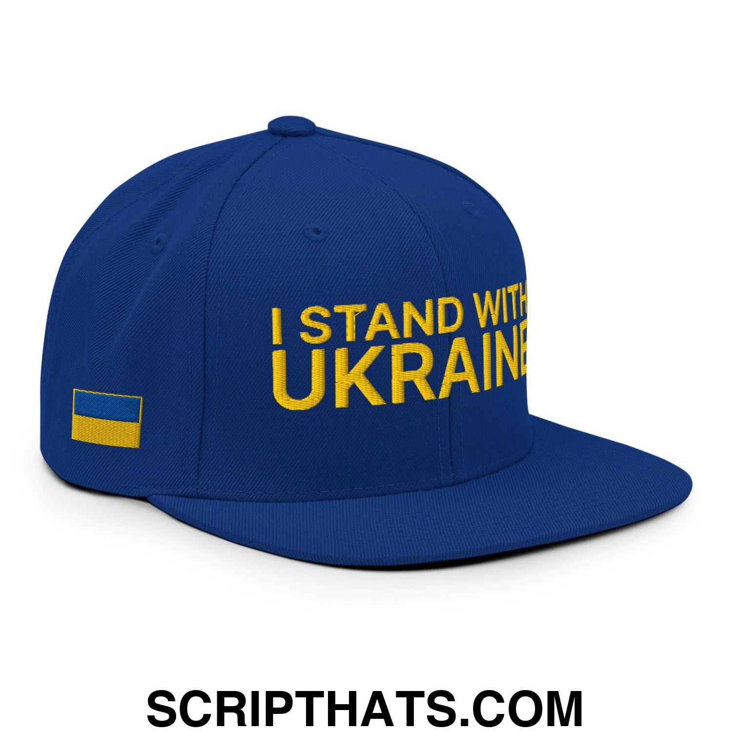 I Stand With Ukraine Embroidered Flat Bill Brim Snapback Hat