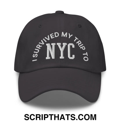 I Survived My Trip to NYC Embroidered Dad Hat Dark Grey