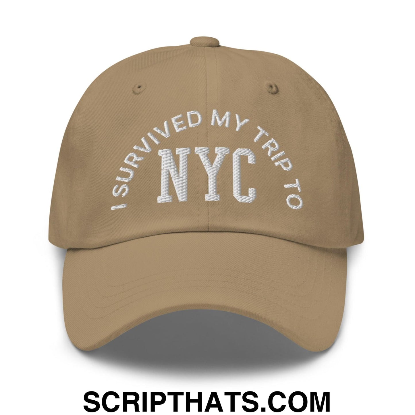 I Survived My Trip to NYC Embroidered Dad Hat Khaki
