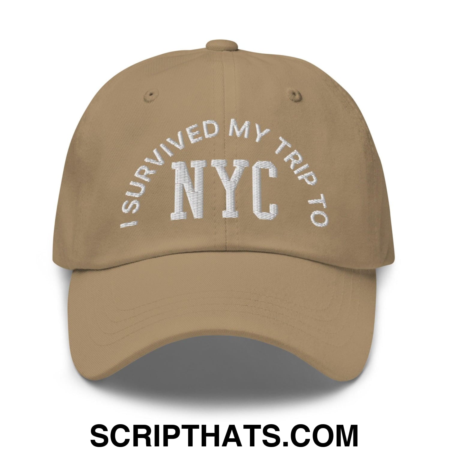 I Survived My Trip to NYC Embroidered Dad Hat Khaki