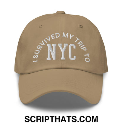 I Survived My Trip to NYC Embroidered Dad Hat Khaki