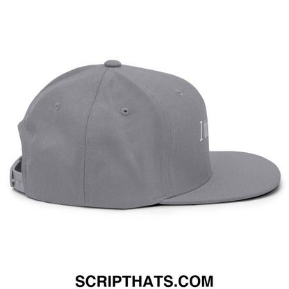 I told ya! Embroidered Flat Bill Brim Snapback Hat Silver