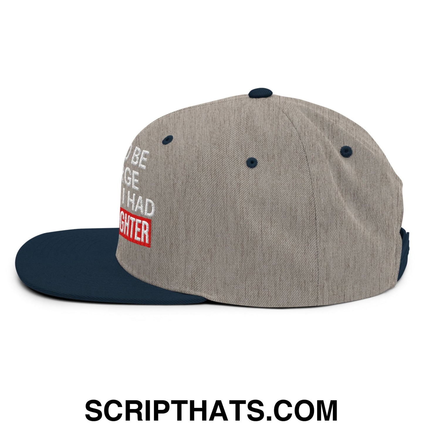 I Used to Be in Charge but Then I Had a Granddaughter Embroidered Flat Bill Brim Snapback Hat Heather Grey Navy
