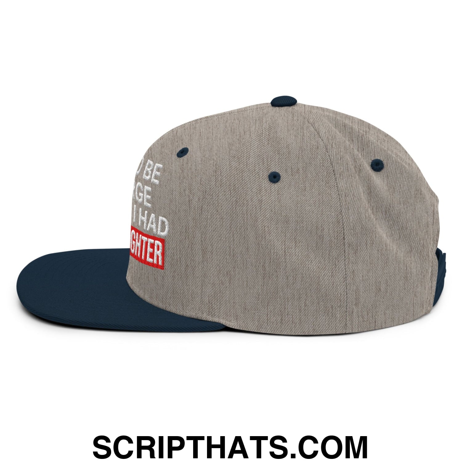 I Used to Be in Charge but Then I Had a Granddaughter Embroidered Flat Bill Brim Snapback Hat Heather Grey Navy