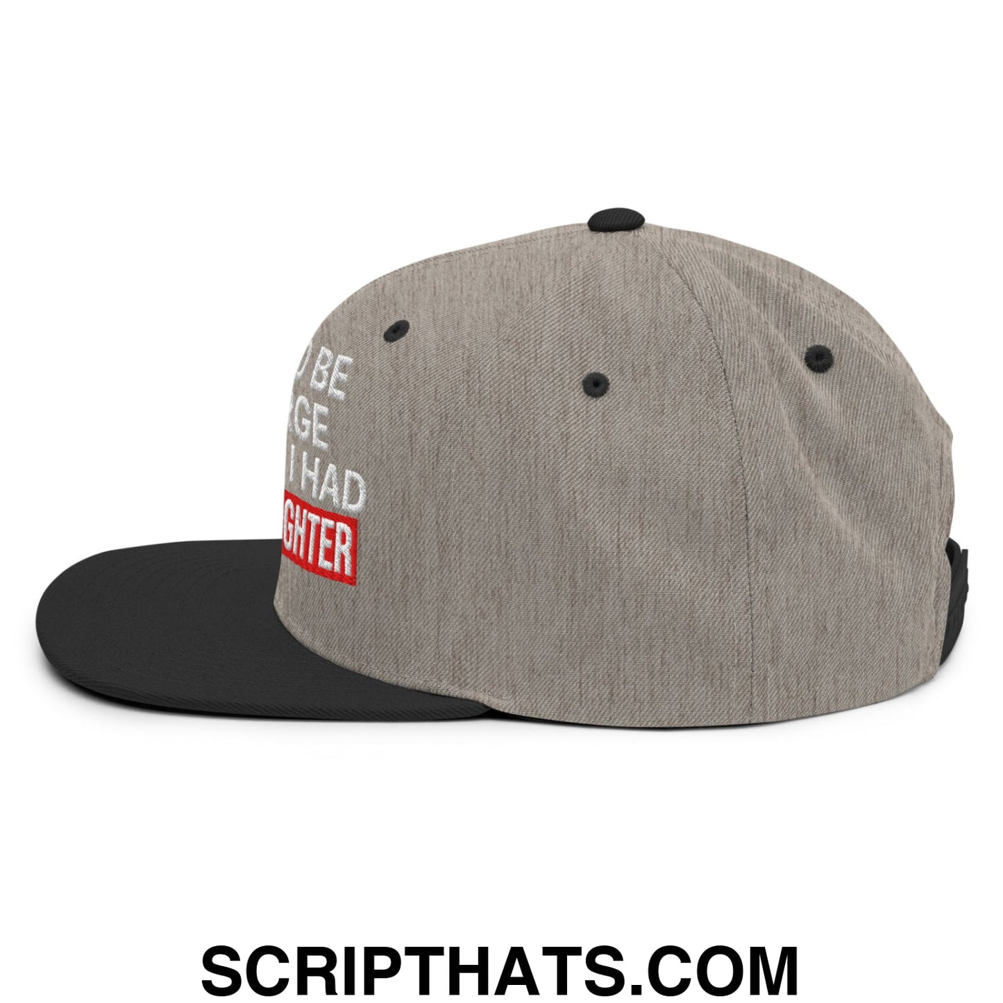 I Used to Be in Charge but Then I Had a Granddaughter Embroidered Flat Bill Brim Snapback Hat Heather Black