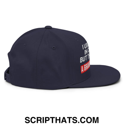 I Used to Be in Charge but Then I Had a Granddaughter Embroidered Flat Bill Brim Snapback Hat Navy