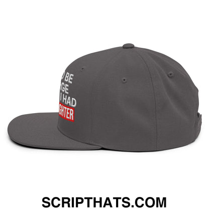 I Used to Be in Charge but Then I Had a Granddaughter Embroidered Flat Bill Brim Snapback Hat Dark Grey