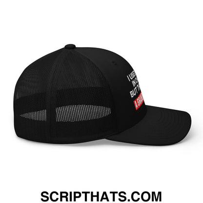 I Used to Be in Charge but Then I Had a Granddaughter Embroidered Mesh Trucker Hat Black