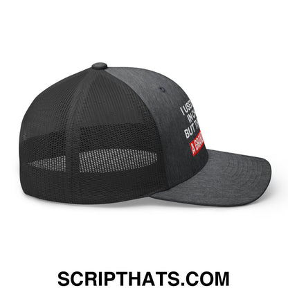 I Used to Be in Charge but Then I Had a Granddaughter Embroidered Mesh Trucker Hat Dark Heather Gray