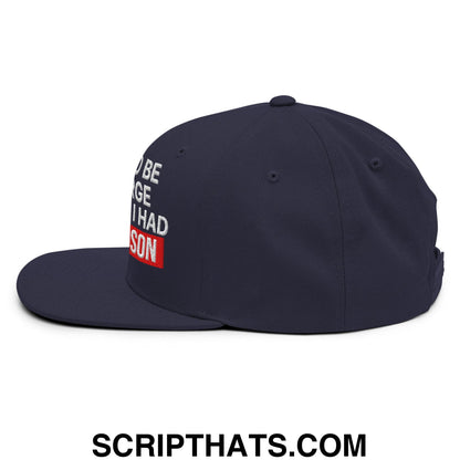 I Used to Be in Charge but Then I Had a Grandson Embroidered Flat Bill Brim Snapback Hat Navy
