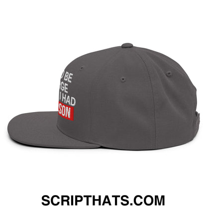 I Used to Be in Charge but Then I Had a Grandson Embroidered Flat Bill Brim Snapback Hat Dark Grey