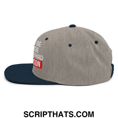 I Used to Be in Charge but Then I Had a Grandson Embroidered Flat Bill Brim Snapback Hat Heather Grey Navy