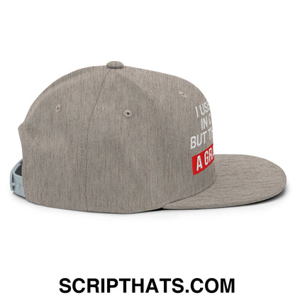 I Used to Be in Charge but Then I Had a Grandson Embroidered Flat Bill Brim Snapback Hat Heather Grey