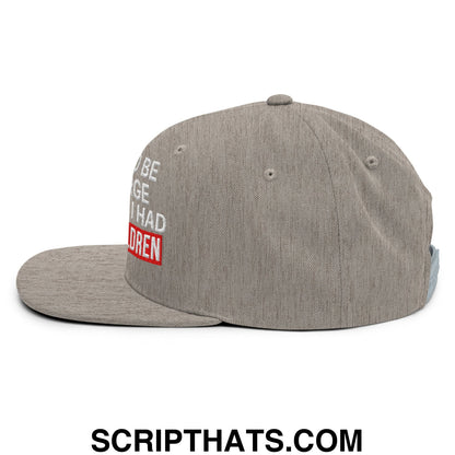 I Used to Be in Charge but Then I Had Grandchildren Embroidered Flat Bill Brim Snapback Hat Heather Grey