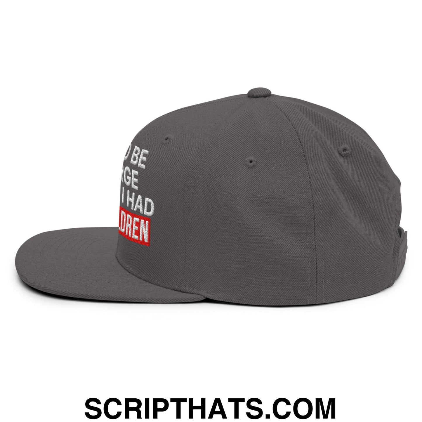 I Used to Be in Charge but Then I Had Grandchildren Embroidered Flat Bill Brim Snapback Hat Dark Grey