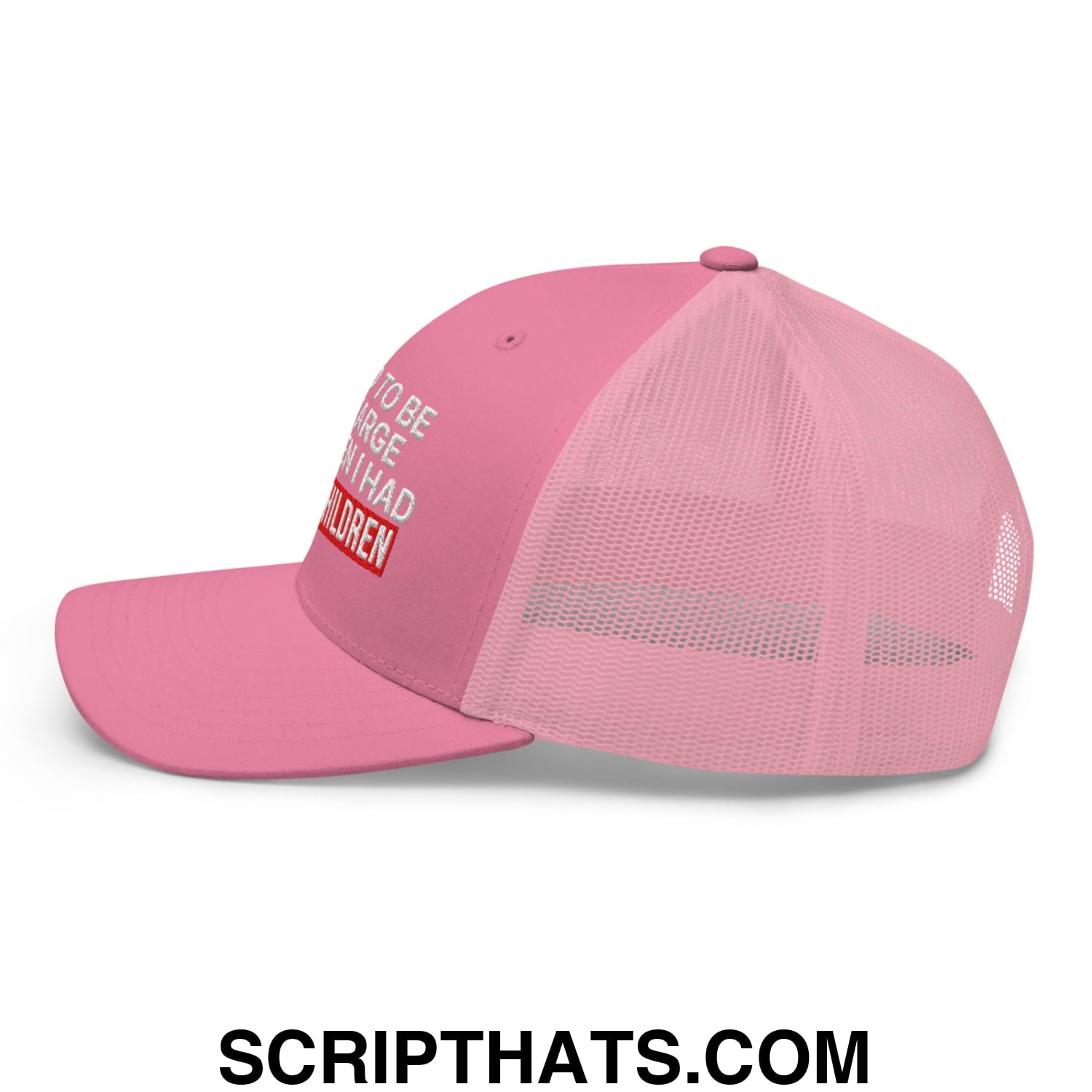 I Used to Be in Charge but Then I Had Grandchildren Embroidered Mesh Trucker Hat Pink