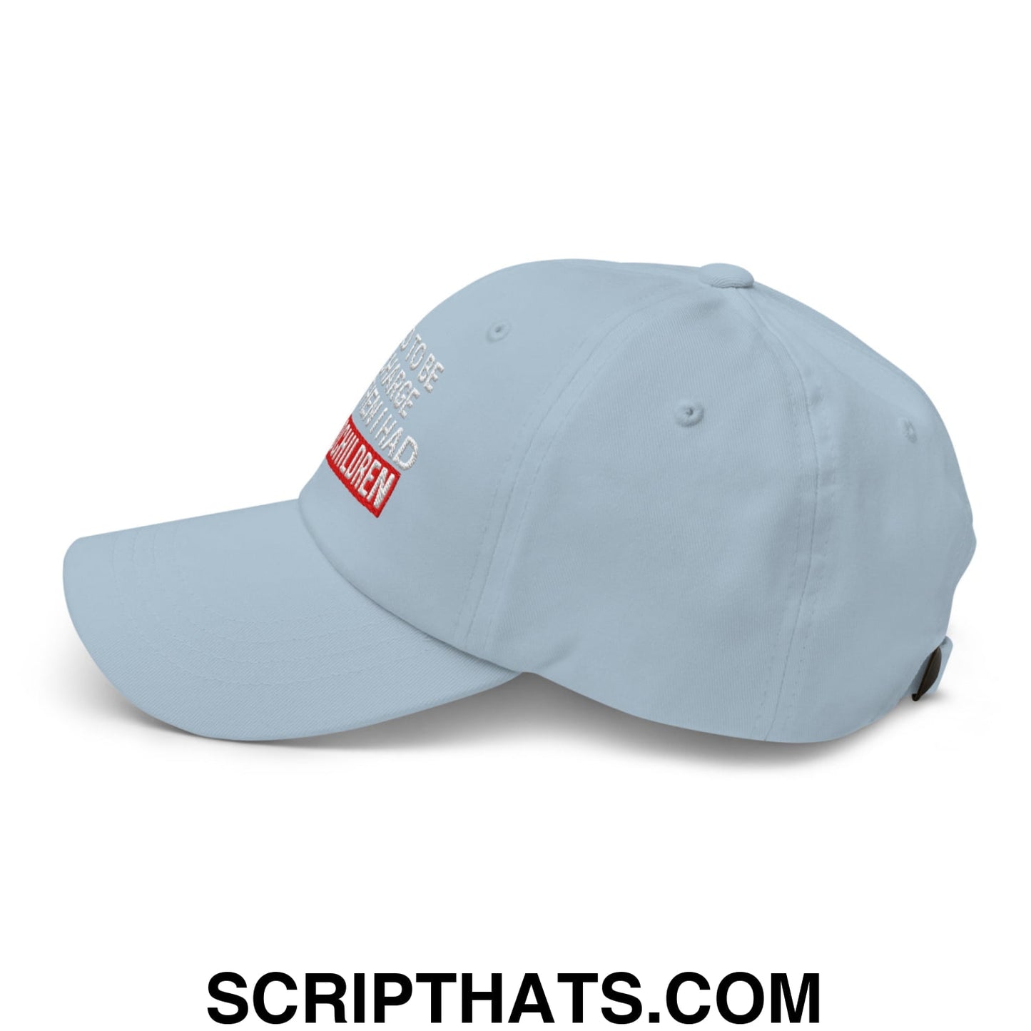 I Used to Be in Charge but Then I Had Grandchildren Embroidered Unstructured Dad Hat Light Blue