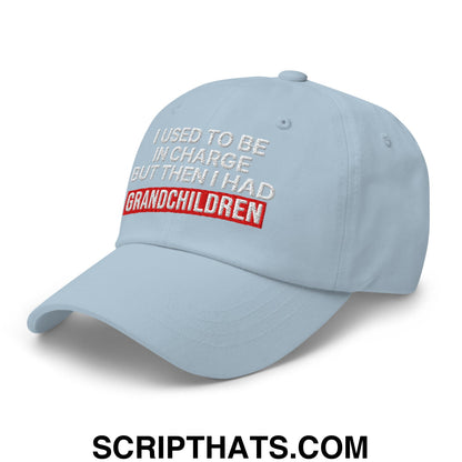 I Used to Be in Charge but Then I Had Grandchildren Embroidered Unstructured Dad Hat Light Blue
