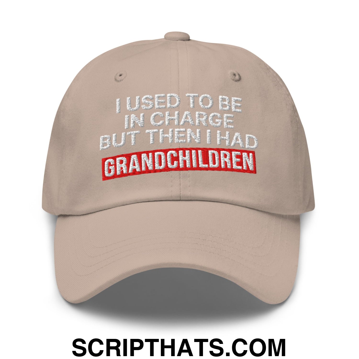 I Used to Be in Charge but Then I Had Grandchildren Embroidered Unstructured Dad Hat Stone