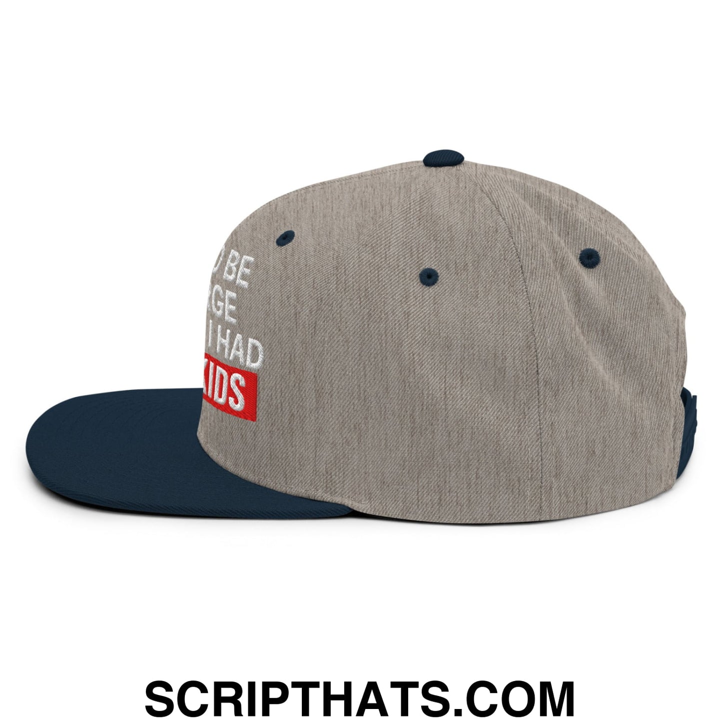 I Used to Be in Charge but Then I Had Grandkids Embroidered Flat Bill Brim Snapback Hat Heather Grey Navy