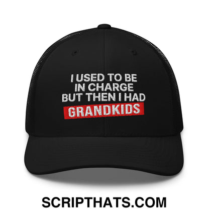 I Used to Be in Charge but Then I Had Grandkids Embroidered Mesh Trucker Hat Black