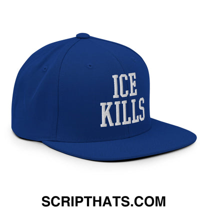 ICE Kills Embroidered Flat Bill Brim Snapback Hat Royal Blue