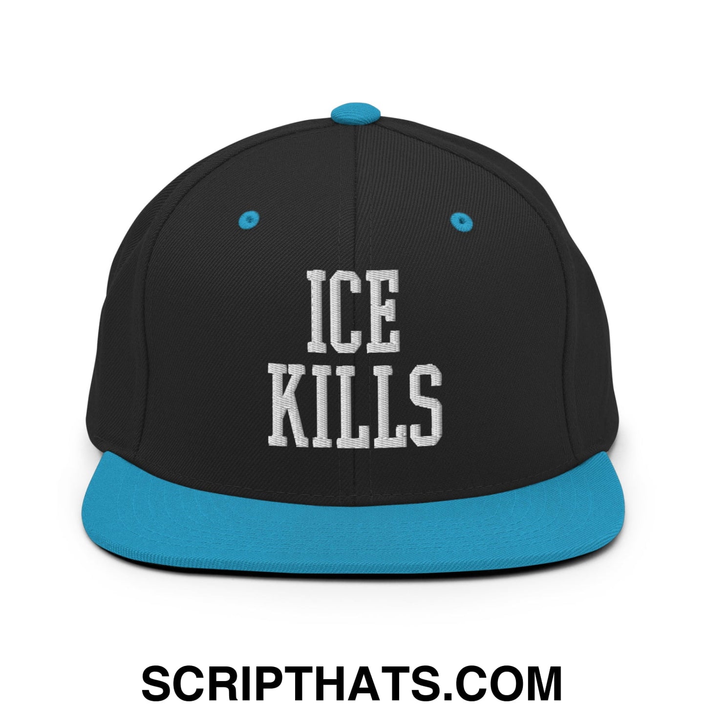 ICE Kills Embroidered Flat Bill Brim Snapback Hat Black Teal