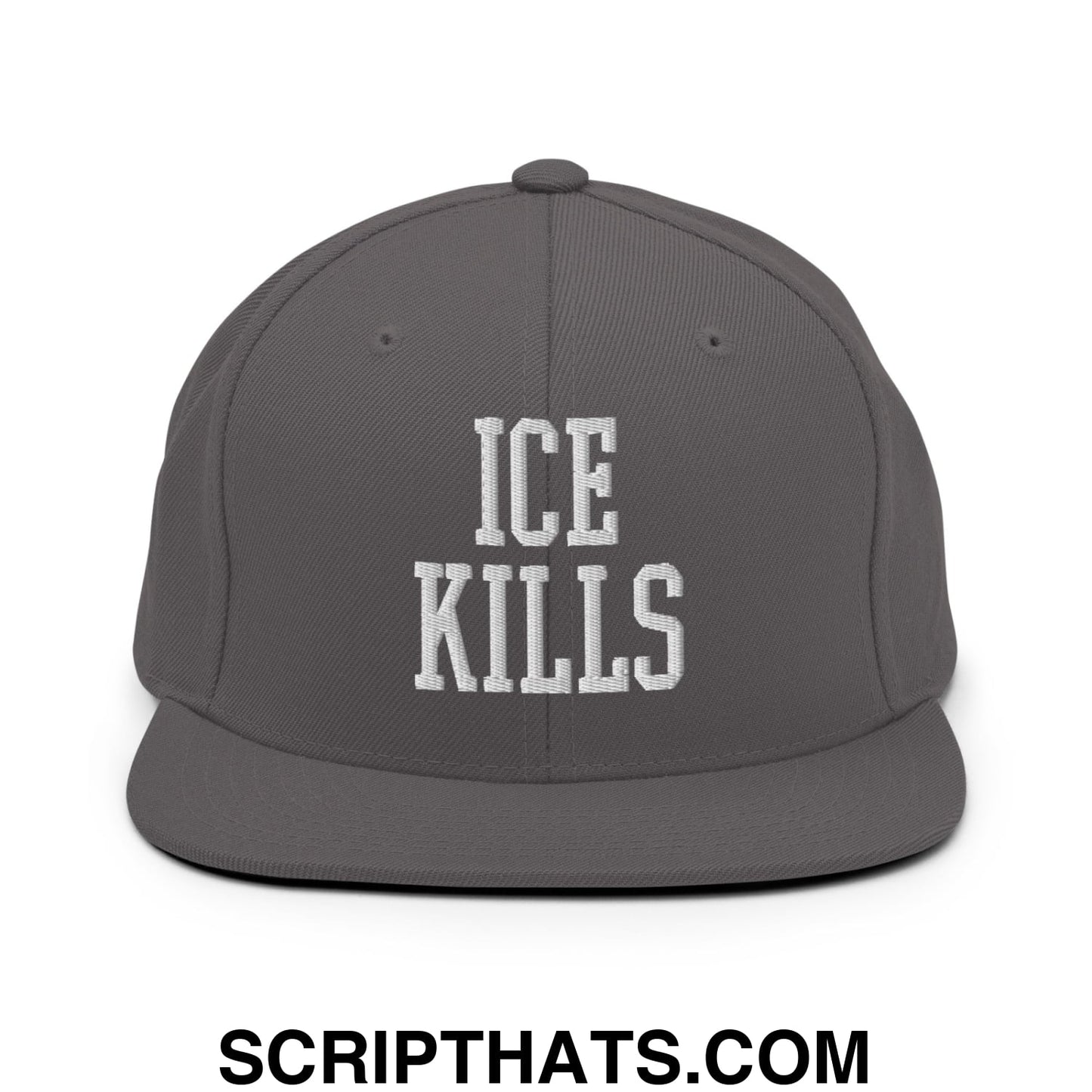 ICE Kills Embroidered Flat Bill Brim Snapback Hat Dark Grey