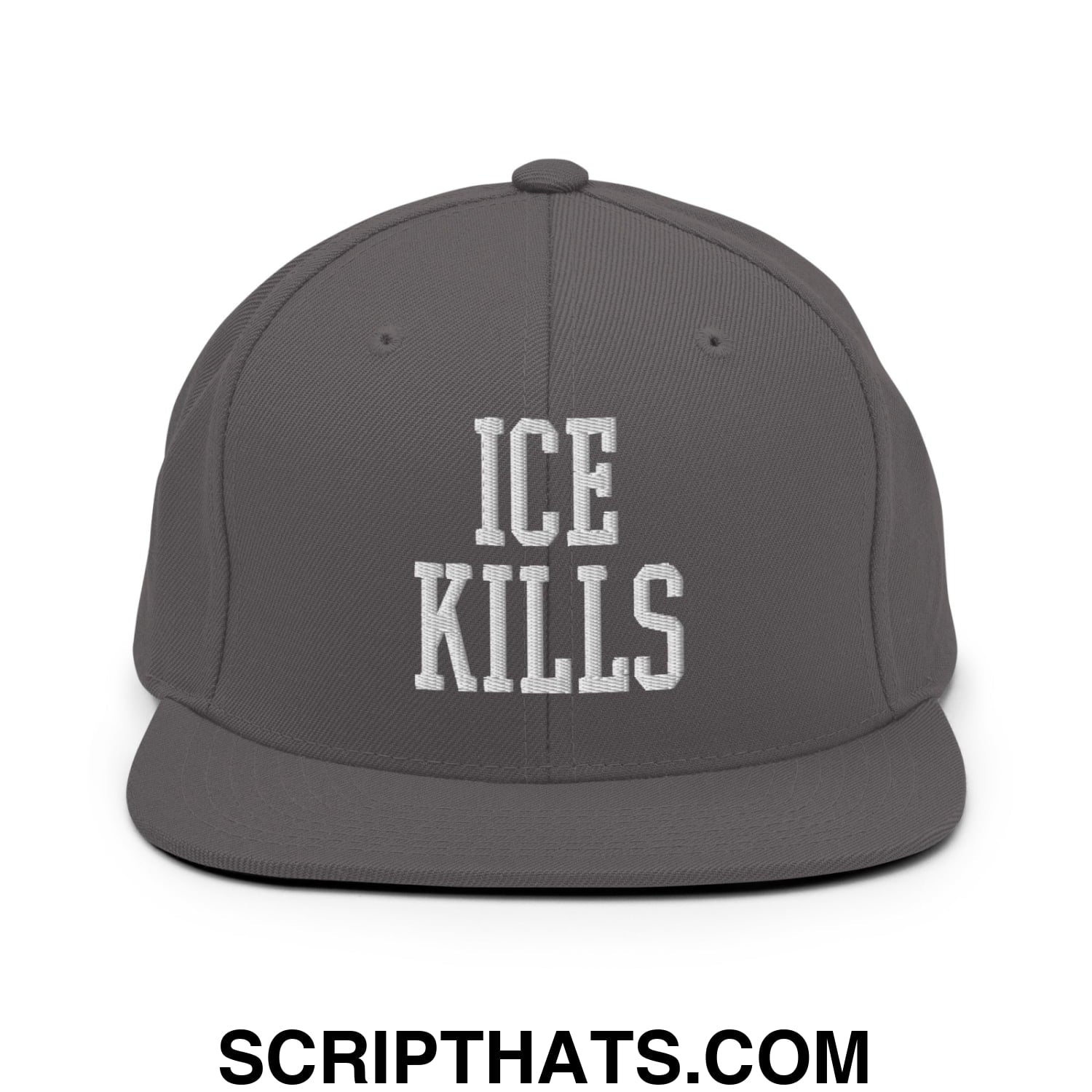 ICE Kills Embroidered Flat Bill Brim Snapback Hat Dark Grey