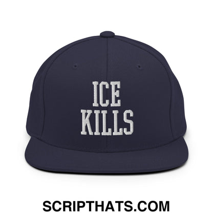 ICE Kills Embroidered Flat Bill Brim Snapback Hat Navy