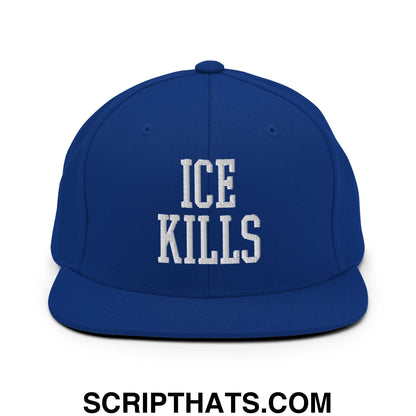 ICE Kills Embroidered Flat Bill Brim Snapback Hat Royal Blue