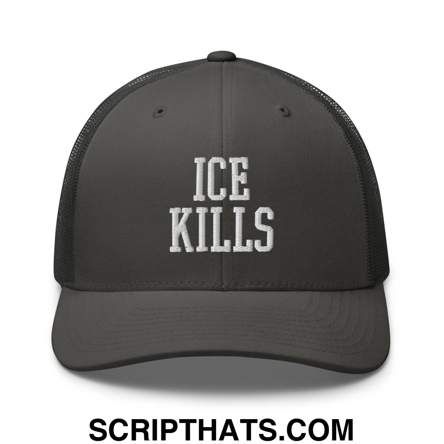 ICE Kills Embroidered Mesh Trucker Hat Charcoal