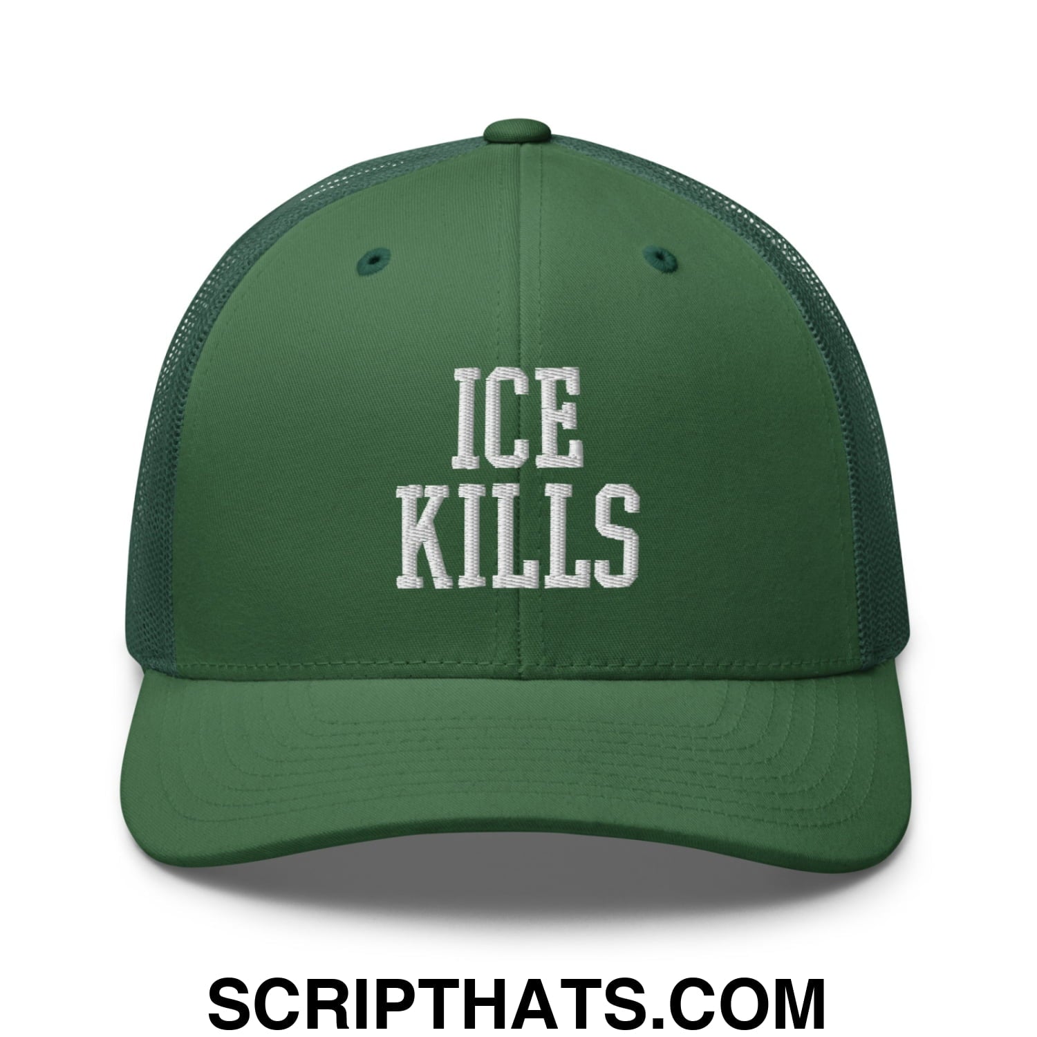 ICE Kills Embroidered Mesh Trucker Hat Evergreen