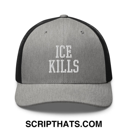 ICE Kills Embroidered Mesh Trucker Hat Heather Black