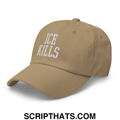 ICE Kills Embroidered Unstructured Dad Hat Khaki