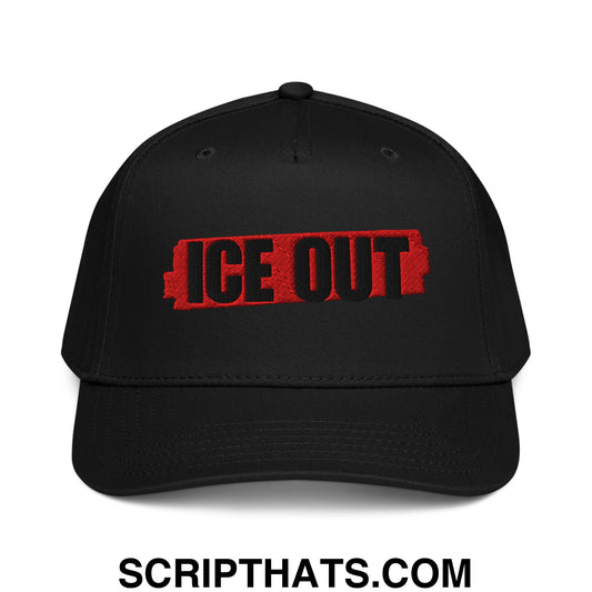 ICE Out Embroidered Baseball Snapback Hat Black