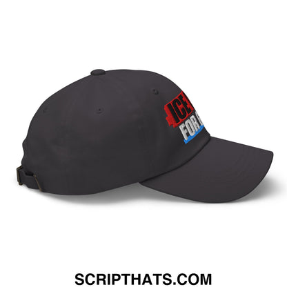 Black ice out for good embroidered unstructured dad hat with red and blue logo for casual wear