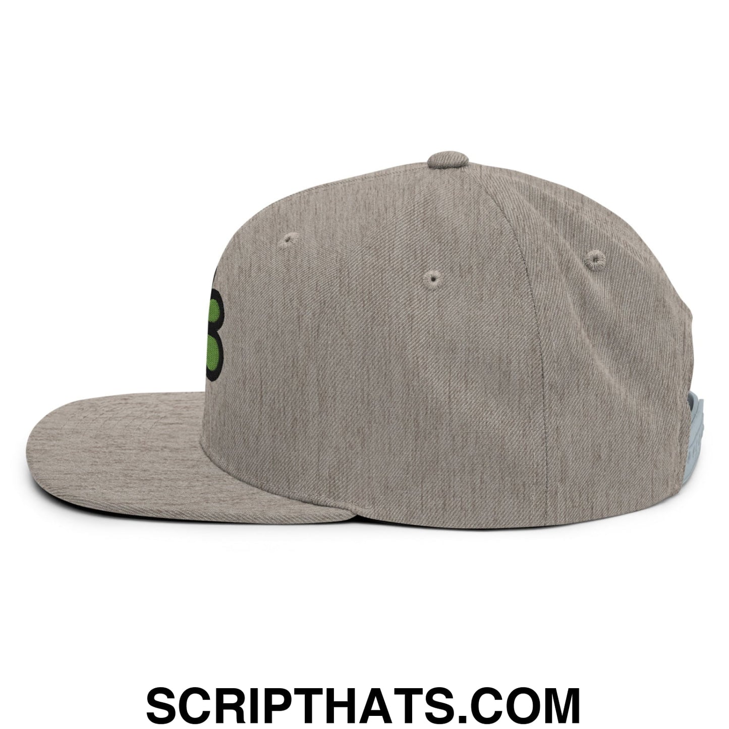 ICQ Embroidered Flat Bill Brim Snapback Hat Heather Grey