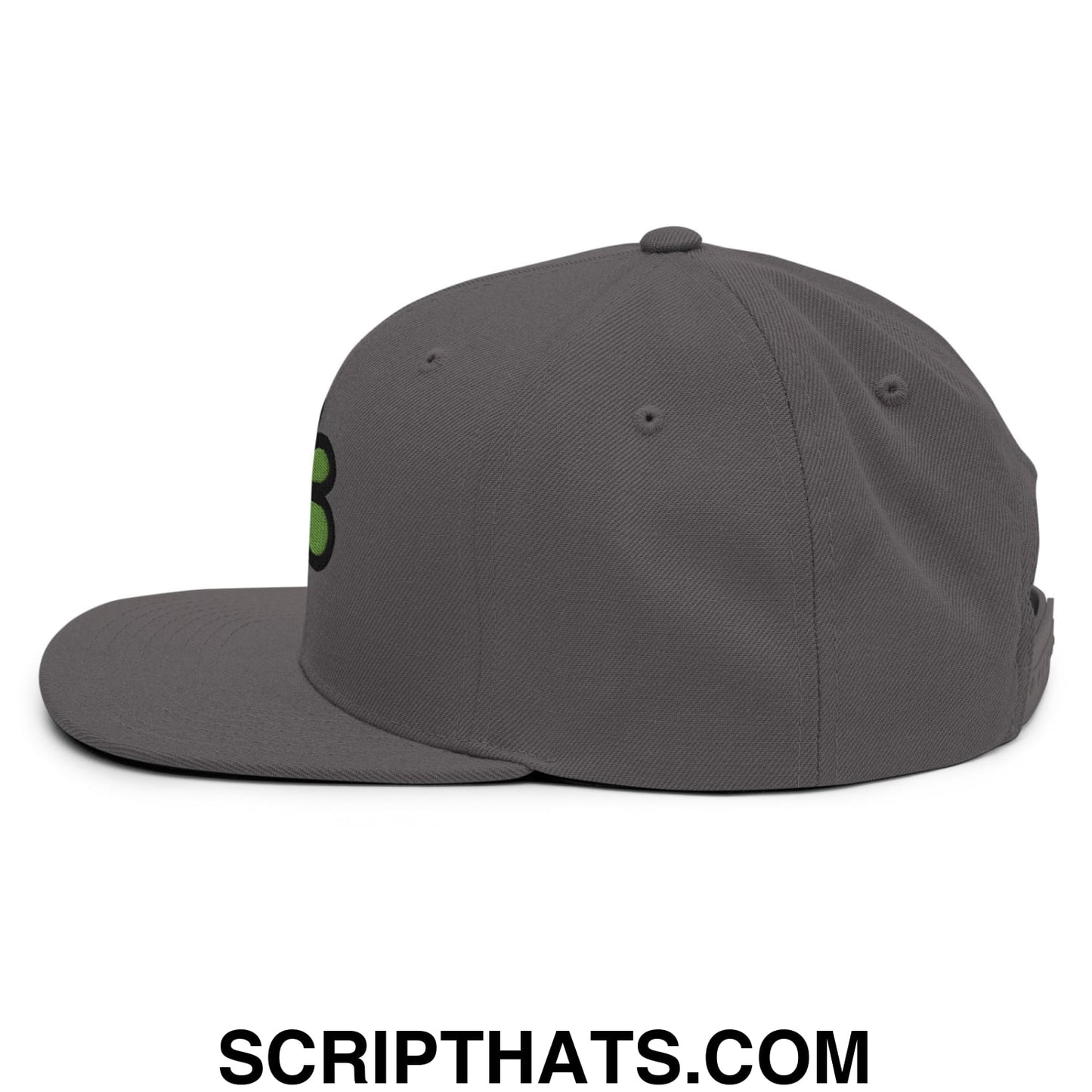 ICQ Embroidered Flat Bill Brim Snapback Hat Dark Grey
