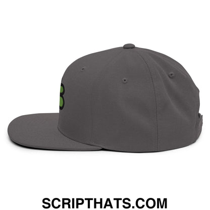 ICQ Embroidered Flat Bill Brim Snapback Hat Dark Grey