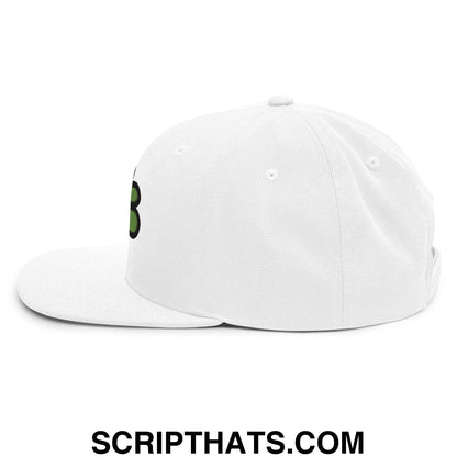 ICQ Embroidered Flat Bill Brim Snapback Hat White
