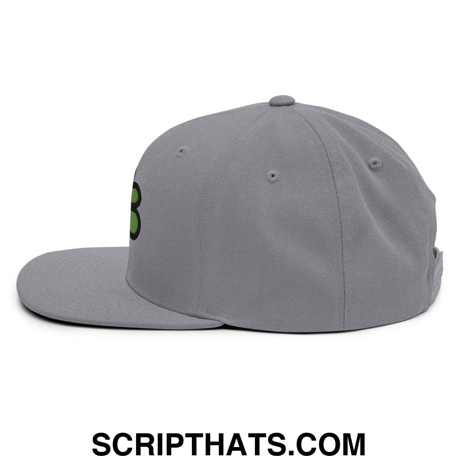 ICQ Embroidered Flat Bill Brim Snapback Hat Silver